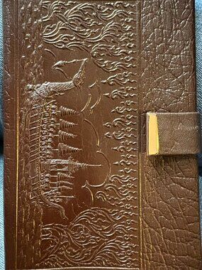 Jacob Gold Embossed Elephant Leather Unisex Brown Wallet